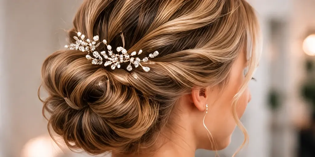 Elegante Hochsteckfrisur mit feinem Haarschmuck